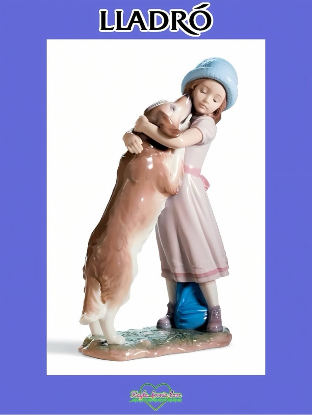 Lladró 6903 “A Warm Welcome” Girl & Dog Porcelain w Box + Notebook
